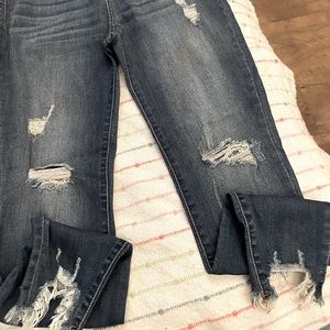 Judy Blue skinny fit shark bite distressed dark blue denim size 9